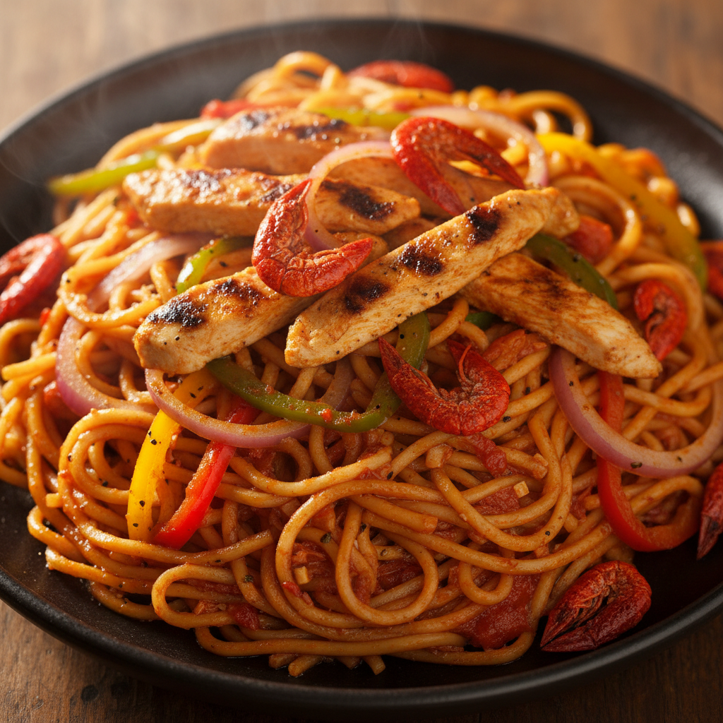 African Afro-fusion Noodles Close-up