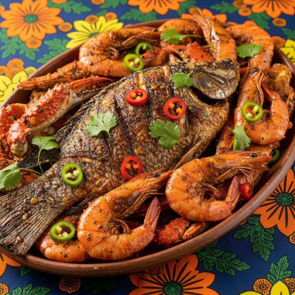 African Afro-fusion Seafood Plate