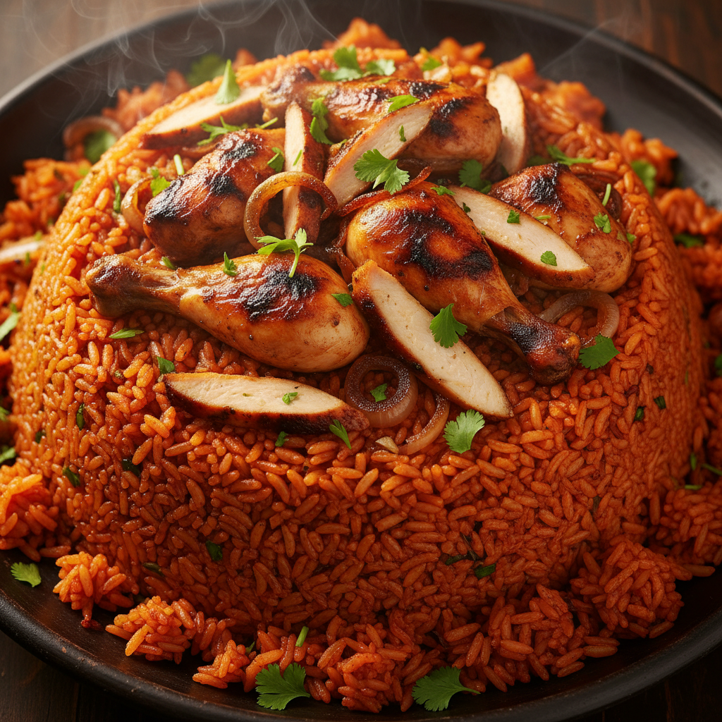 African Jollof Rice with Chicken and Turkey
